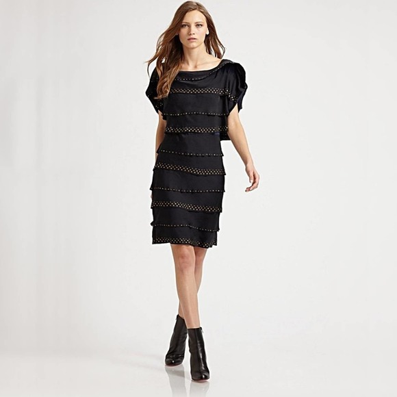 BCBGMaxAzria Dresses & Skirts - BCBGMAXAZRIA Leah Studded Tiered Party Dress in Navy